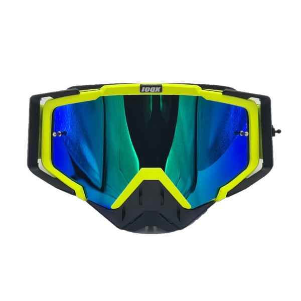 Ochelari unisex ski, snowboard, motociclism, ciclism, rama verde, lentila multicolora, O11GMN